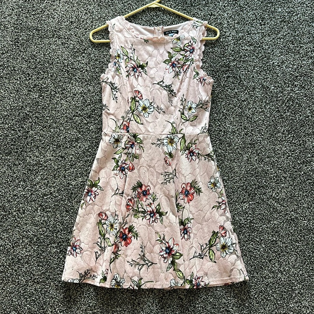 Pink floral lace dress